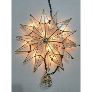 Kurt Adler Christmas Tree Topper Star Starburst Capiz Shell 9.5" Lighted Vintage